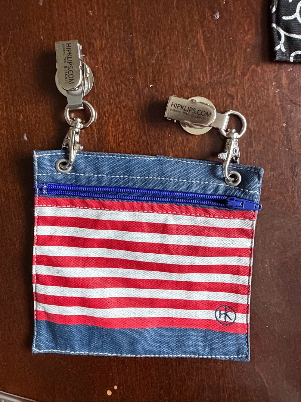 Hip Klips Red & White Striped Key/Card Holder